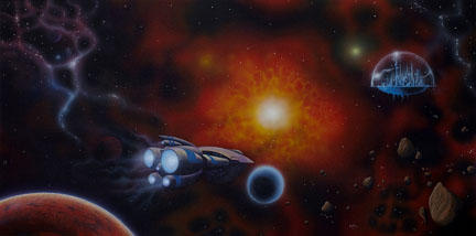 Fantastic Voyage painting 24 x 48 acrilic