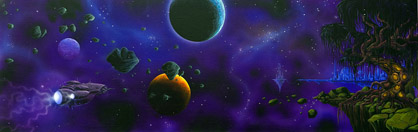 space traveler painting 12 x 36 acrilic canavs