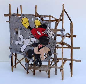 Mickey Dead Billboard sculpture