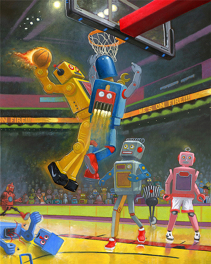 g_GERSTEN BUZZER BEATER 16X20 OIL ON CANVAS $3450