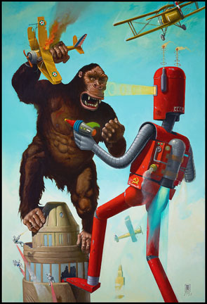 a_GERSTEN king-kong-vs-the-atomic-robot-42-x-62-oil-on-canvas-$14,950