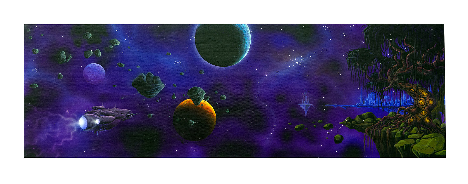 space traveler painting 12 x 36 acrilic canavs