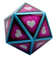 20 sided XL gaming dice hearts