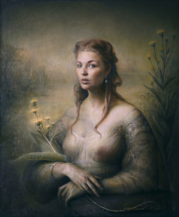 a_v_Inula Helenium (Helen of Troy with Elecampane) 30 x 25 (76cm x 64cm) Oil on Linen