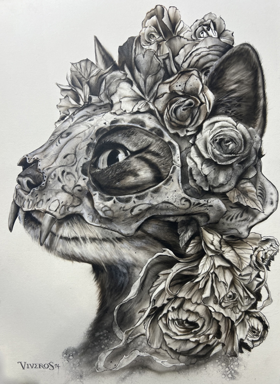 07brian viveros MUERTE CAT_12x17_charcoal_pastel_2024